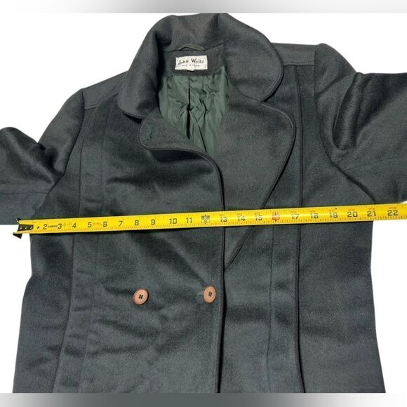 Vintage 100% Wool John Weitz Long Gray Double Breasted Peacoat Winter Coat Fall - Picture 7 of 8